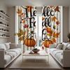 2er Set HD Thanksgiving Gelber Kürbis und Ahornblatt Dekovorhang Weißes Band Digital bedruckter Vorhang Wohnkultur Stil