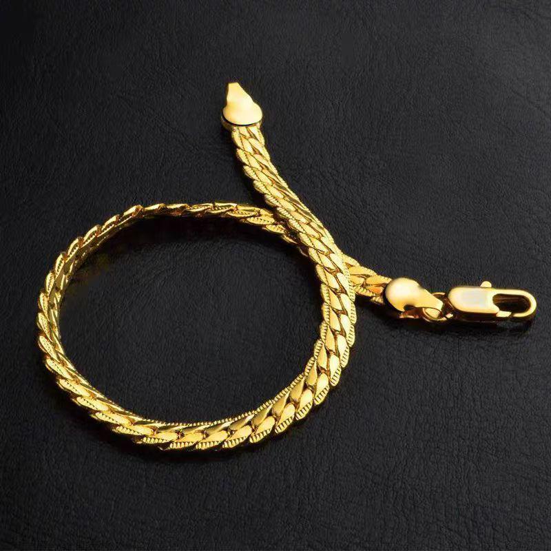 Gold-Plated 5mm European & American Sideways Bracelets for Men & Women - Fashionable Simple Jewelry.
