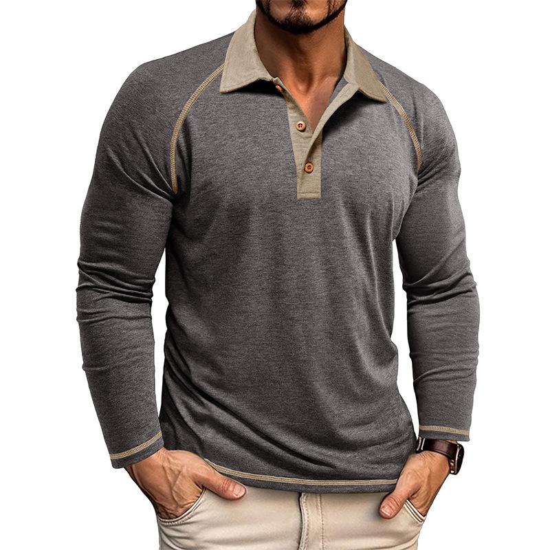 Men's Long-sleeved Lapel T-shirt POLO Shirt Men's Autumn Bottoming Shirt Top