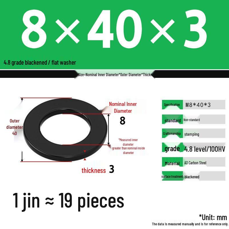 Blackened Enlarged Thickened Metal Washer - M3-M42