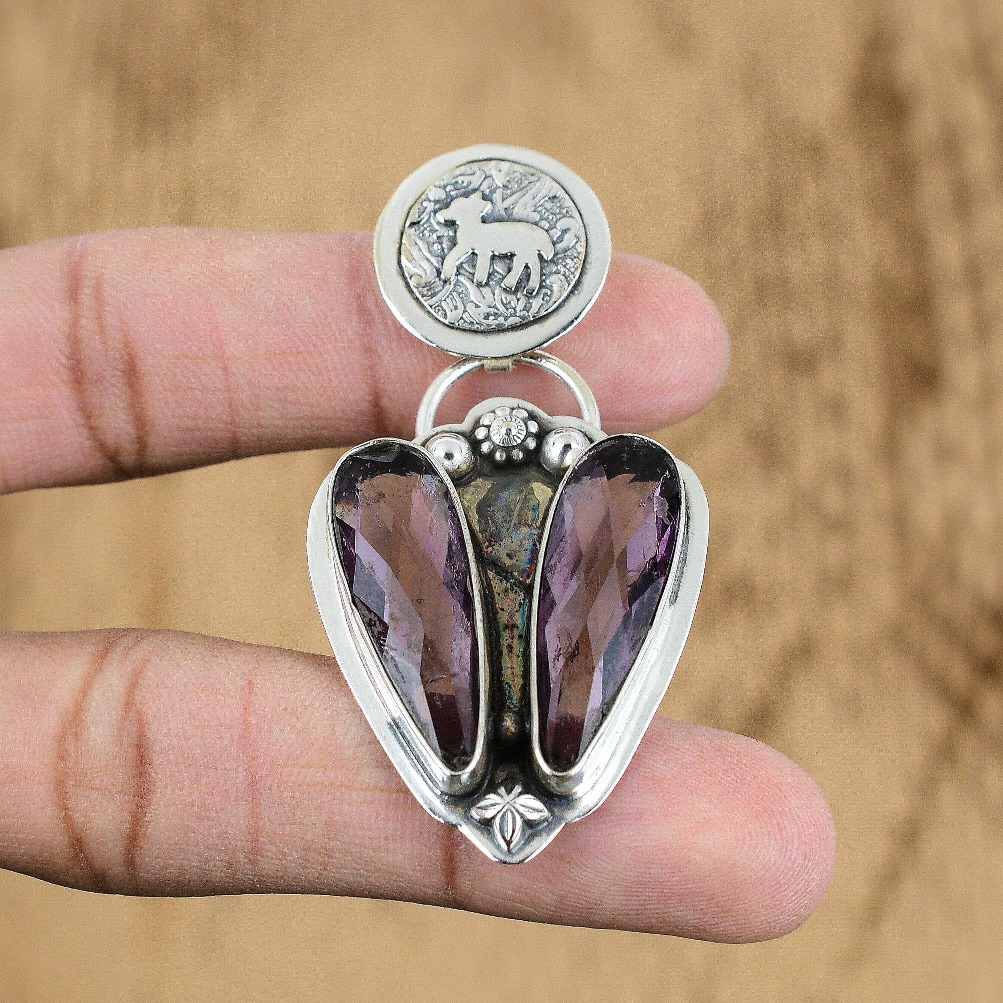 

Wedding Gift For Her 925 Silver Natural African Amethyst Gemstone Pendant