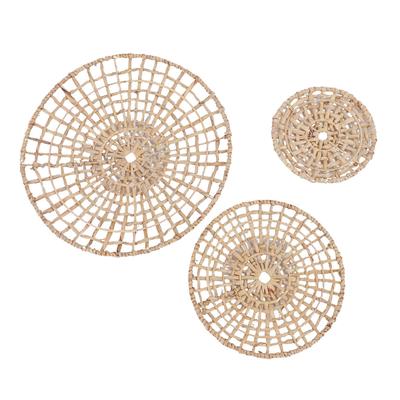 Duvar Sepeti Dekor 50cm 35cm 25cm Çap 3D Tasarım El Yapımı Yuvarlak Rattan Dokuma Duvar Süsü için