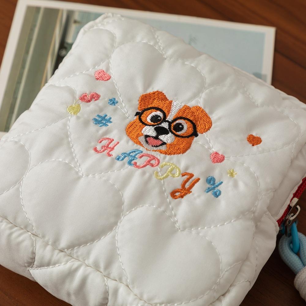 Large Capacity Embroidery Dog Cosmetic Bag Ins Style Coin Purse Cute Square Cosmetic Pouch  Outdoor