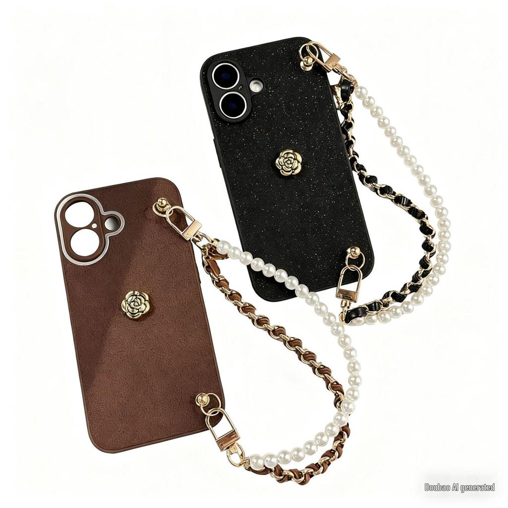 Luxury Camellia Crossbody Chain Phone Case for iPhone 13-16 Pro Max
