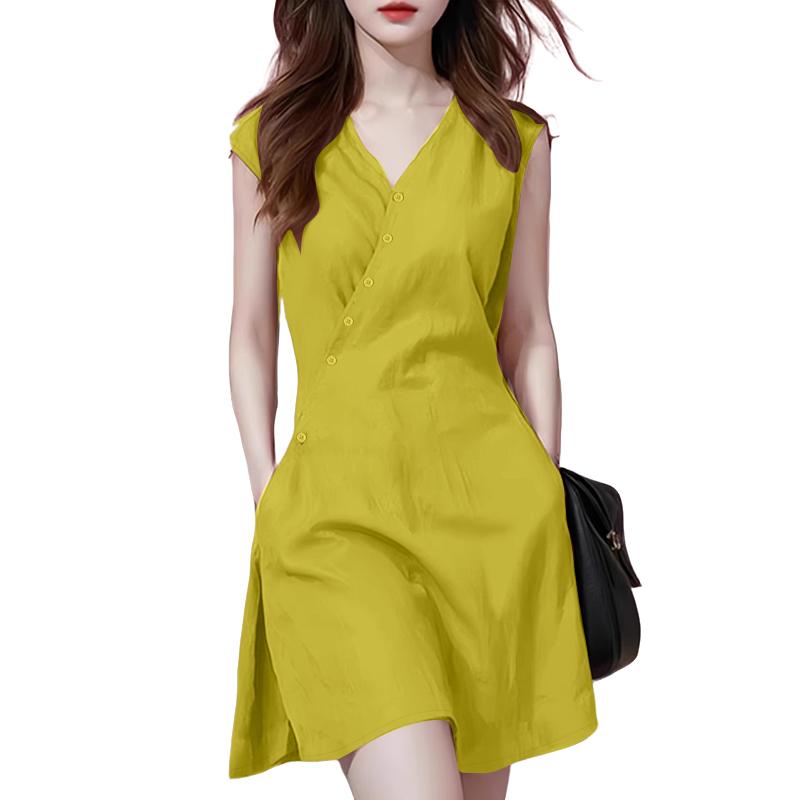 

ZANZEA Женское летнее повседневное платье с V-образным вырезом, свободное, без рукавов 5XL зелёный