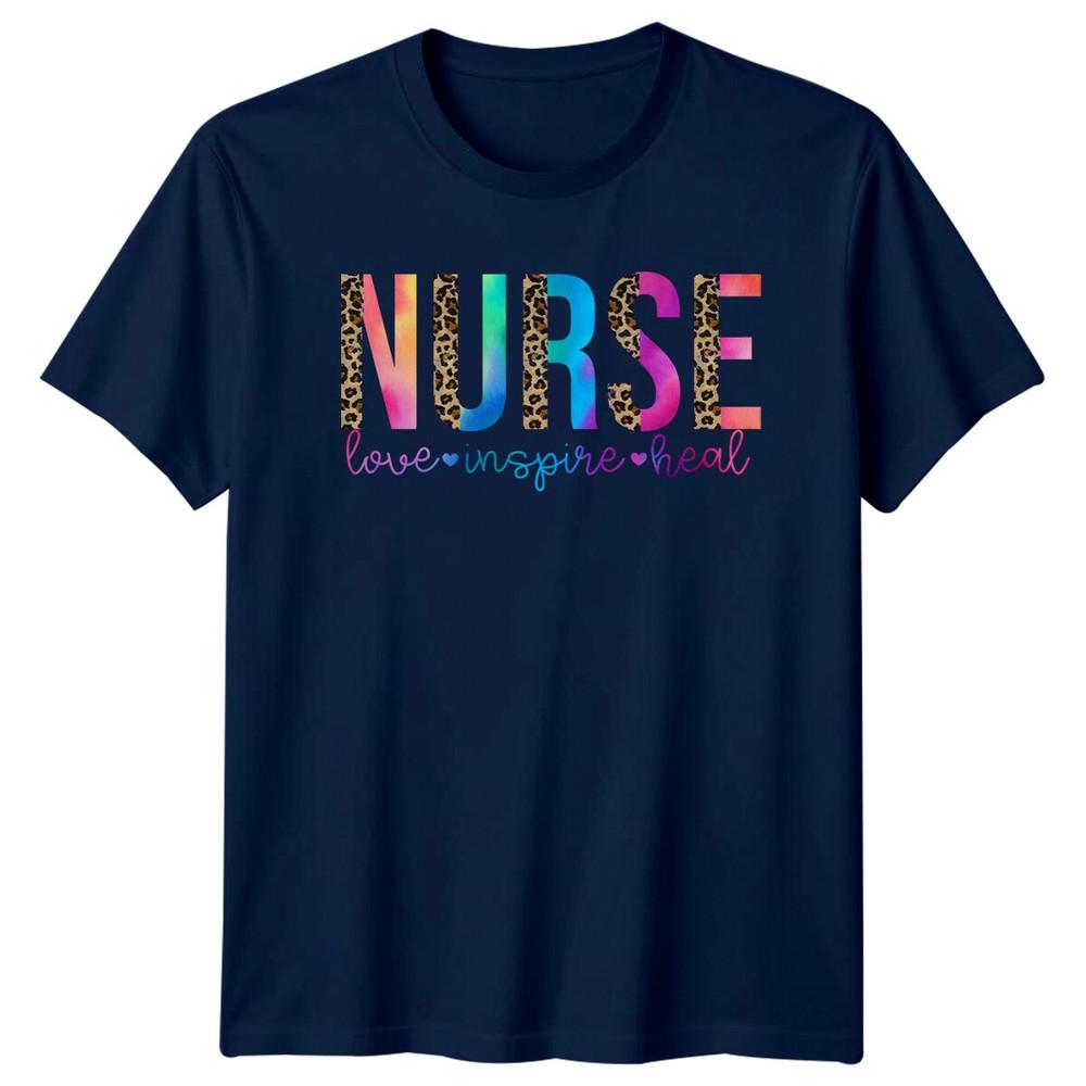 Nurse Love Inspire Heal Leopard TShirt Nursing Job Tee
