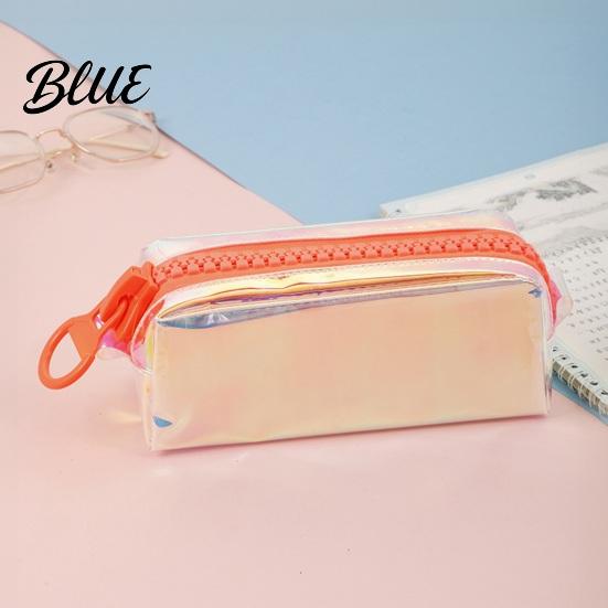 Colorful Holographic Pen Bag Iridescent Pencil Case Transparent Stationery with Wide Case U-Shaped