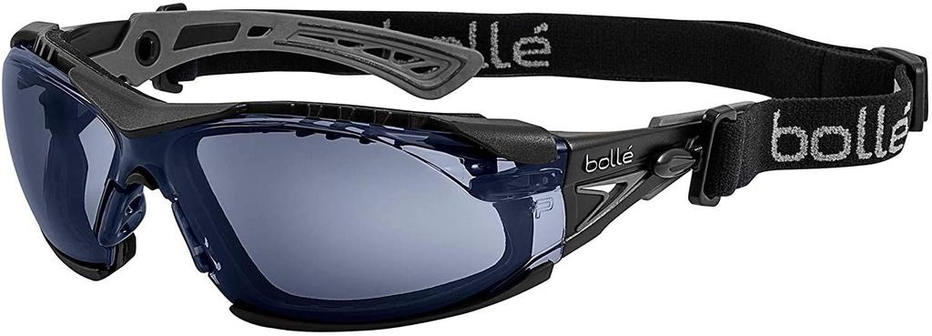 Bolle SAFETY Rush Plus Set Gasket Original 4-Piece (Goggles, Kit, Semi-Hard Case, Cloth) (Semi-Hard Case Black/Wolf Gray, Smoke)