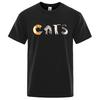 Letters Made Up Of Cats Funny Print Tshirts Men Oversized Cotton Clothing Fashion Summer T-Shirt High Quality Brand Shirts 80557