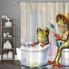 Söt grön groda duschdraperi, Dekorativt duschdraperi för badrum, Vattentätt duschdraperi med krokar