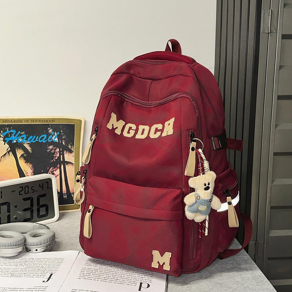 Schoolbag College Style Letter Burden Reduction Lightweight Backpack Junior High School Student School Bag Women's Large Capacity Travel Backpack
