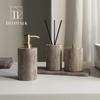 Set da Bagno Travertino Grigio Argento Wabi-Sabi: Vassoio e Decorazione per Lavabo.