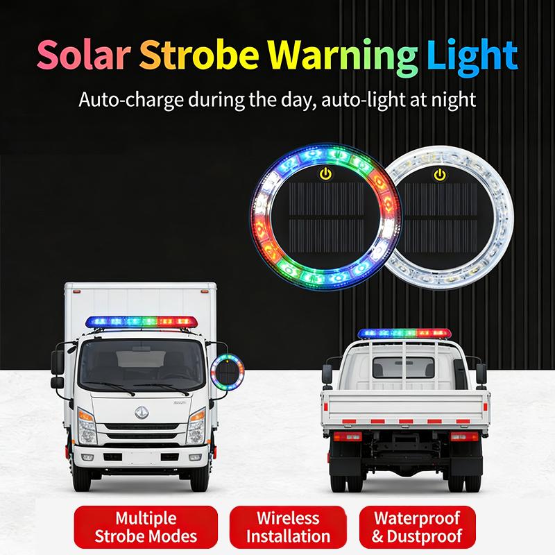 Led Solar Strobe Warning Light Rgb Colorful Night Safety Taillight Flashing Lamp For Cars Trucks Motorcycle Safety Warning