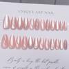 24pcs Pink Cat Eye Fake Nails Glitter Fashion False Nail Patch For Lady Women Wearable Manicure DIY Art Almond Press On Nails