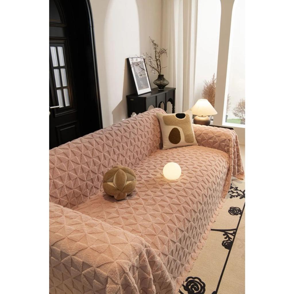 Funda Sofa Living Room Footprint Jacquard Thick Warm Sofa Throw  Winter Sherpa Camping Picnic Sofa Cover