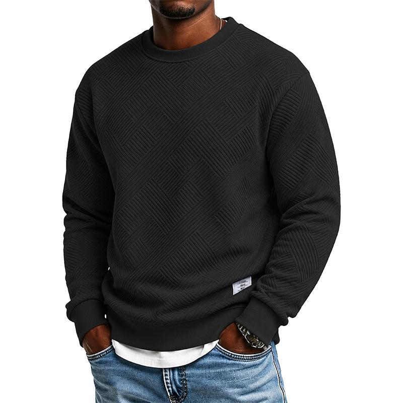 Men's Crew Neck Sweatshirt Long Sleeve Loose Fit Solid Color Autumn Winter Casual Thick Pullover Hoodie