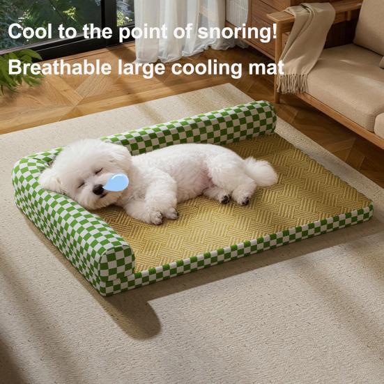 Dog Cooling Mat Summer Cat Bed with Neck Support Pillows Cool Sleeping Mat with Removable Washable Cover for Cats Puppies Small Dogs