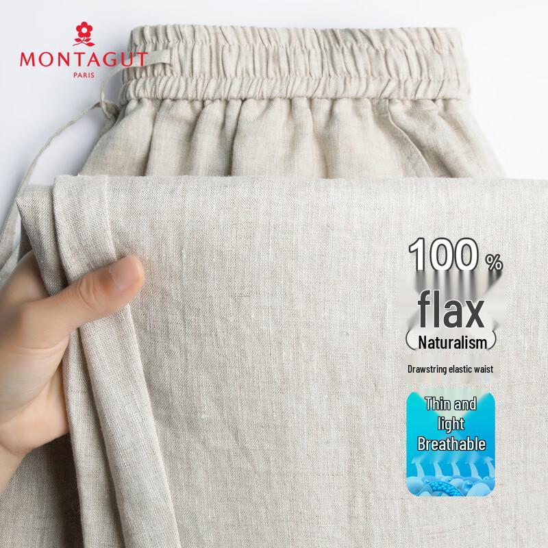

MONTAGUT Men s 100% Linen Drawstring Casual Pants XL