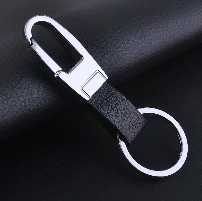 Men's Genuine Leather & Metal Car Keychain Pendant Gift