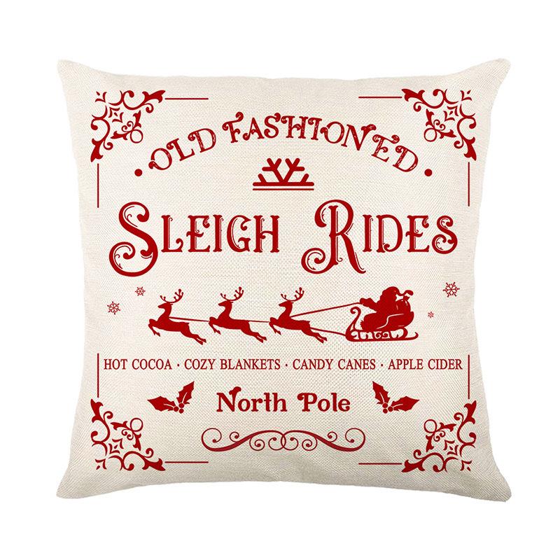 Christmas Pillowcase Decorative Linen Printed Porch Courtyard Sofa Home Decoration Pillowcase