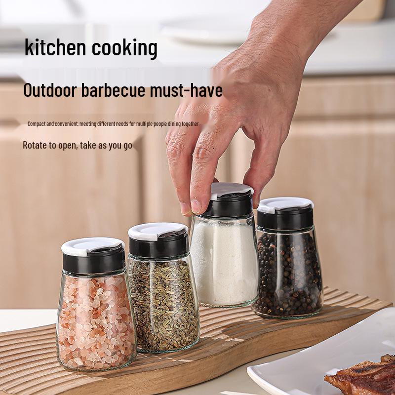 Transparent Rotating Seasoning Bottle, 120ml/170ml - Three-Hole Design for Barbecue and Pepper Powder.