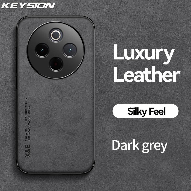 KEYSION Luxury Retro PU Leather Case for IQOO Z10 5G Soft Silicone+PC Shockproof Phone Back Cover for VIVO IQOO Z10