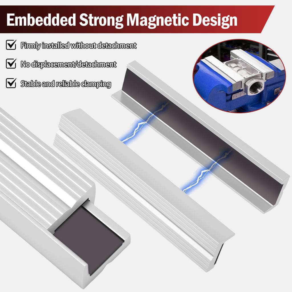 1 pair 4/6 inches Vise Jaws with Magnetic Universal Soft Vice Jaws Pads Covers Multi-Purpose Protector for Any Metal Vice