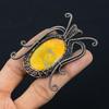 Butterfly Shaped Bumblebee Jasper Gemstone Pure Copper Wire Wrapped Handmade Pendant Jewelry Gift For Her