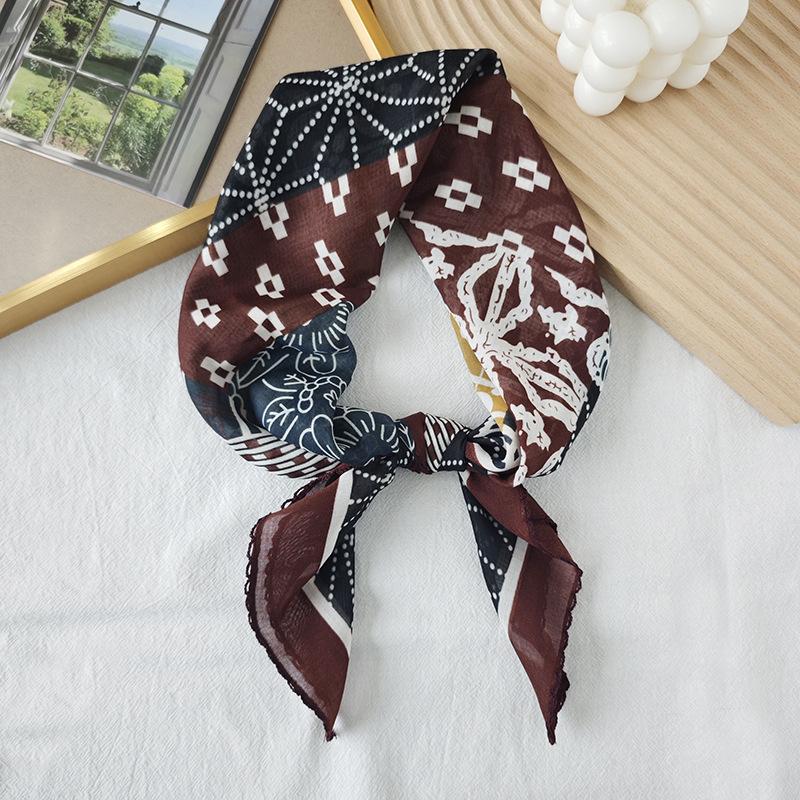 Thin Cotton and Linen Small Square Scarf Fresh and Breathable Women's Soft Literary and Decorative Small Silk Scarf Summer Scarf Women's Versatile
