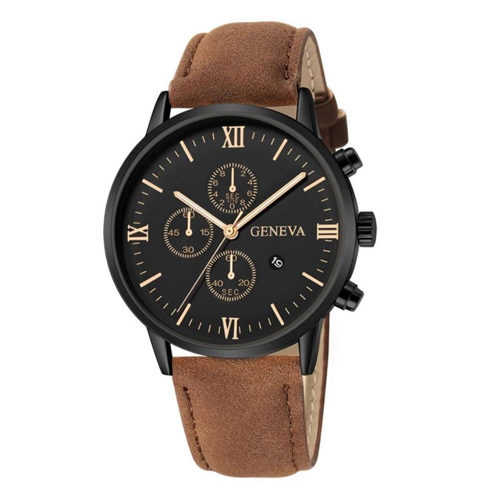 Businessuhr, Herren Casual Genf Quarz Uhr, Herren Kalender Armbanduhr
