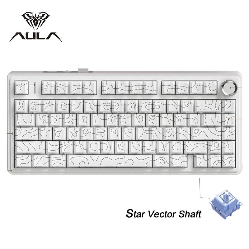 AULA F75 Wireless Gaming Mechanical Keyboard RGB Light 75% Layout Tri Modes Contour Side Carved PBT Keycap Keyboard