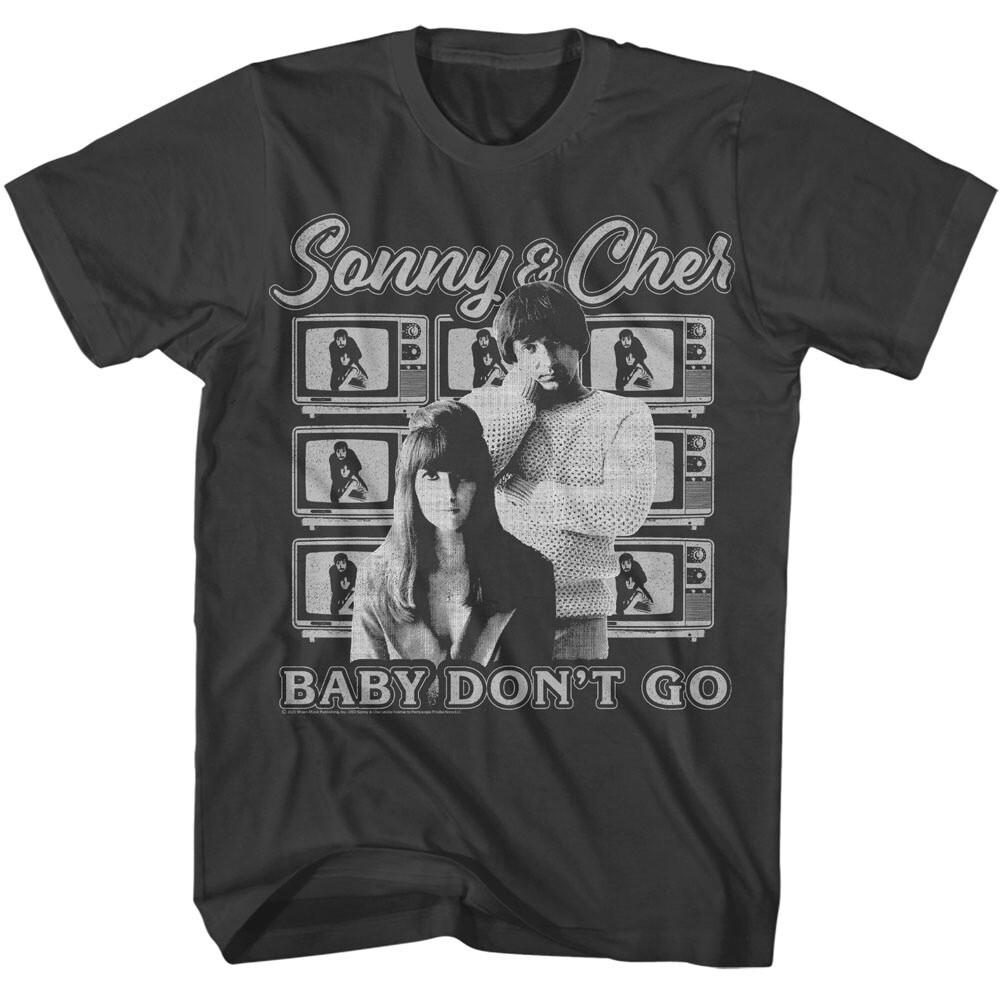 SONNY AND CHER Adult T-SHIRT Music 70039;s Couple BABY DON039;T GO New Official Cotton Unisex T-Shirt XXL