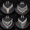 Exquisite Luxury Temperament Necklace Earrings Set Banquet Dress Full Diamond Fringe Jewelry Fashion Versatile Bridal Jewelry