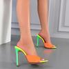 Fashion Trendy and Elegant High Heel Slippers 2024 New Summer Fish Mouth Pointed Head Colored Luxury High Heel Sandals Zapatos Mujer