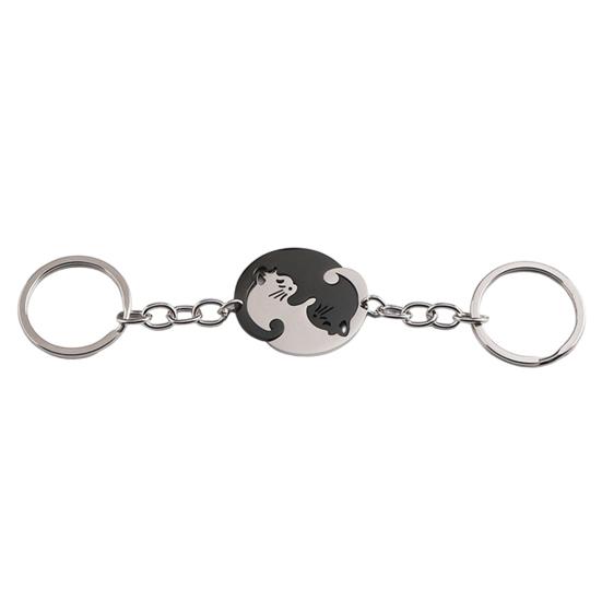 

Keychain Heart Matching Cat Design Titanium Steel Keychain Pendant Bright Color Key Holder Bags Cars Wallets Accessories A