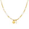 Handmade Heart Pendant Necklace with Faux Pearl & Gold-Plated Titanium Steel for Women's Fashion