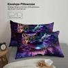 3pcs Purple Bedding Sets Comforter Not Included 3D Printed Valley Flowers Wolve Fox  Bedroom Soft Queen King Size Duvet Cover