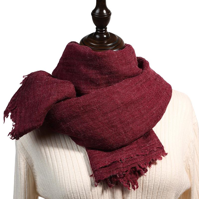 Thin Wool Scarf Women's 2025 Autumn and Winter New Solid Color Scarf Fashion Warm Decorative Shawl Scarf