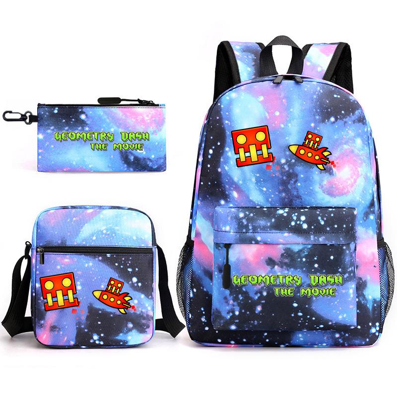 Geometry sprint game backpack geometry dash heat transfer backpack elementary school bag leisure bag