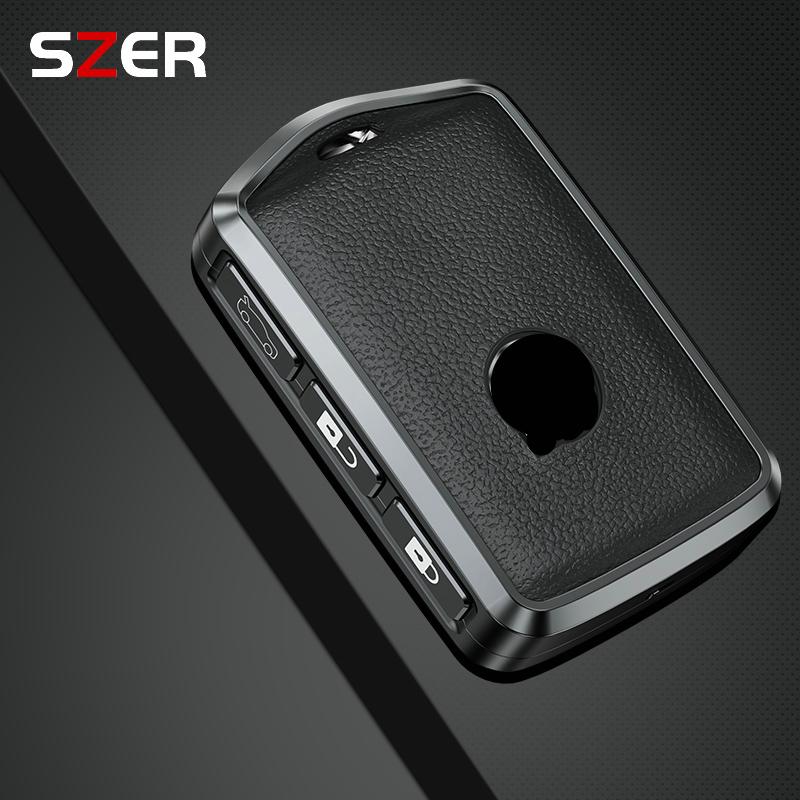 Aluminum Alloy Leather Car Key Case Cover For Volvo C40 S60 S90 Xc40 Xc60 Xc90 V60 V90 T6 T8 Auto Accessaries Keychain
