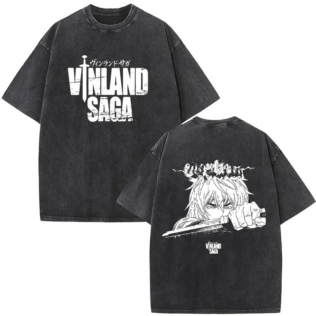 Summer Fashion Mens Women Casual Oversized Tshirts Anime Vinland Saga Tshirt Manga Thorfinn Karlsefni Vintage Washed T Shirt