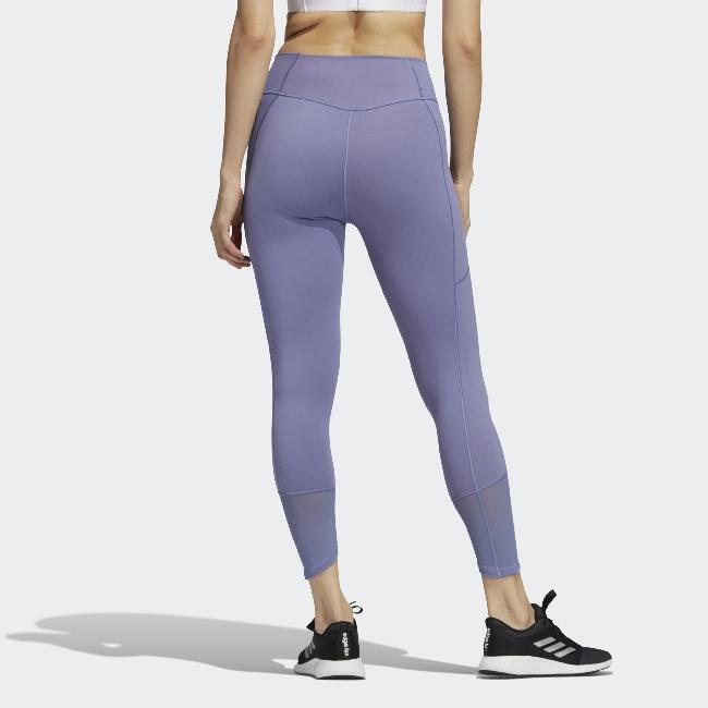 Adidas 7/8 Yoga Power Mesh Training Pants Women Bottoms Purple GR8097