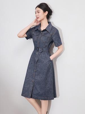 Retro Jacquard Midilanges Jeanskleid - Taillenbetonend, Figurschmeichelnd, Hochwertiger Sommerstil für Damen