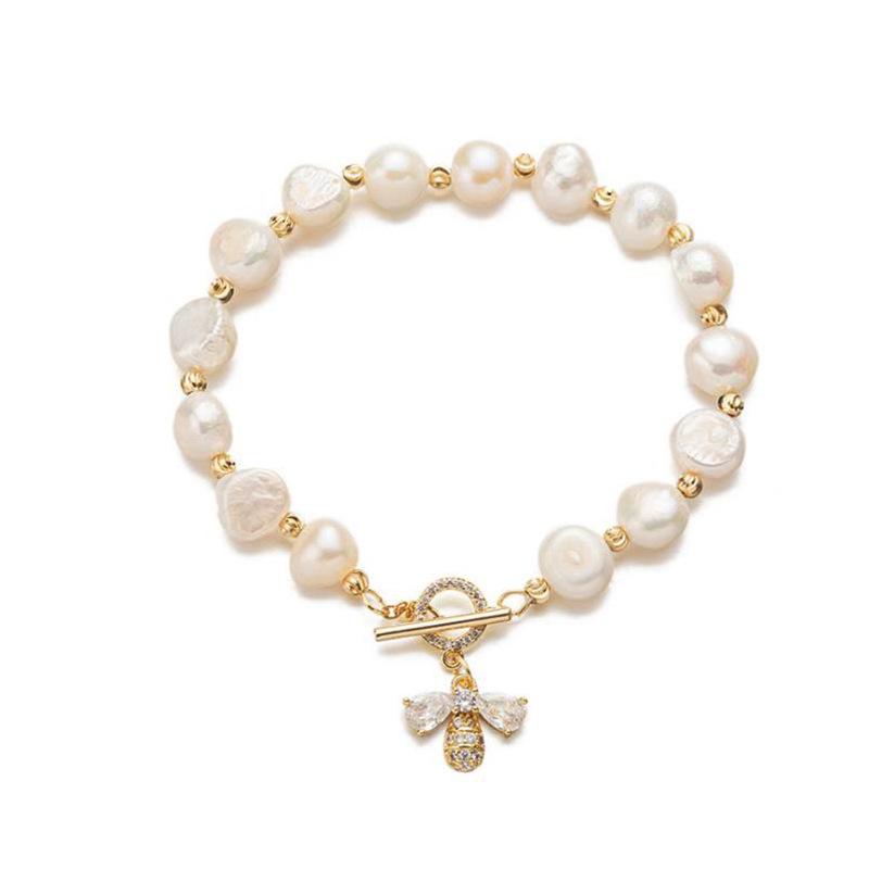 Hot-selling rhinestone bee pearl bracelet female simple style personalized handmade jewelry DIY jewelry