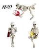 Halloween Decoration Prop Gothic Skeleton Resin Figurine, Holding Glass Bottle Vintage Skull Figurine Statue, Desktop for Home Office Bookshelf