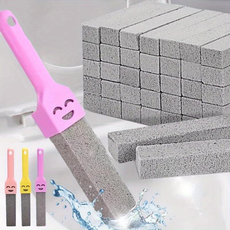 Pumice Stone Cleaning Stick Set - Stain & Rust Remover for Toilet, Kitchen, Bathroom Tiles, and Sinks - Includes Handle Brush