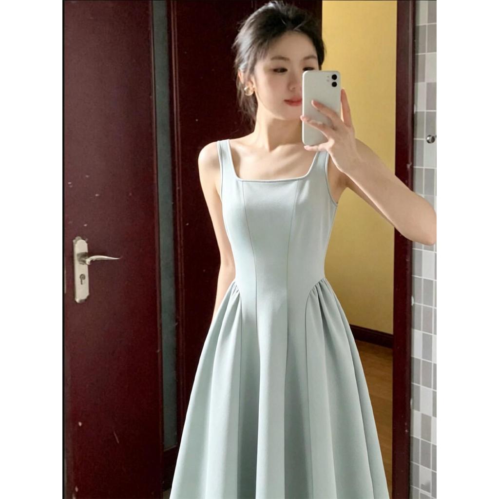 Elegant Women's Spaghetti Strap Waist-Cinched White Long Dress - Early Spring 2026 Collection, Romantic & Formal Design