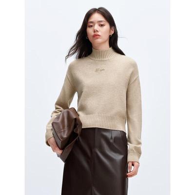 Peacebird Damen Strickpullover mit halbem Stehkragen