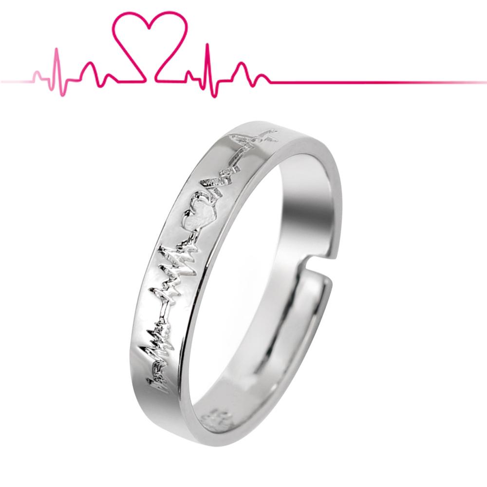 1/2 Stück Romantische Partnerringe für Damen Herren Punk Herz EKG Schwarz Weiß Ewige Liebe Versprechen Ehering Valentinstagsgeschenk