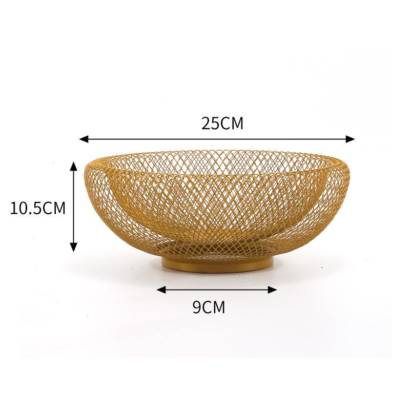 Modern Creative Bird's Nest Wrought Wire Mesh Household Fruit Basket Double Layer Snack Candy Storage Kitchen Table Fruit Plate